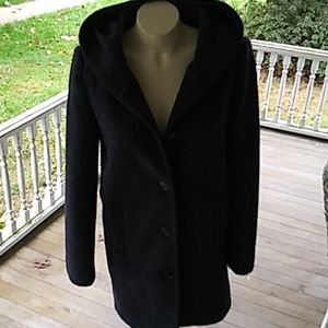 Lands' End Hooded Wool blend coat